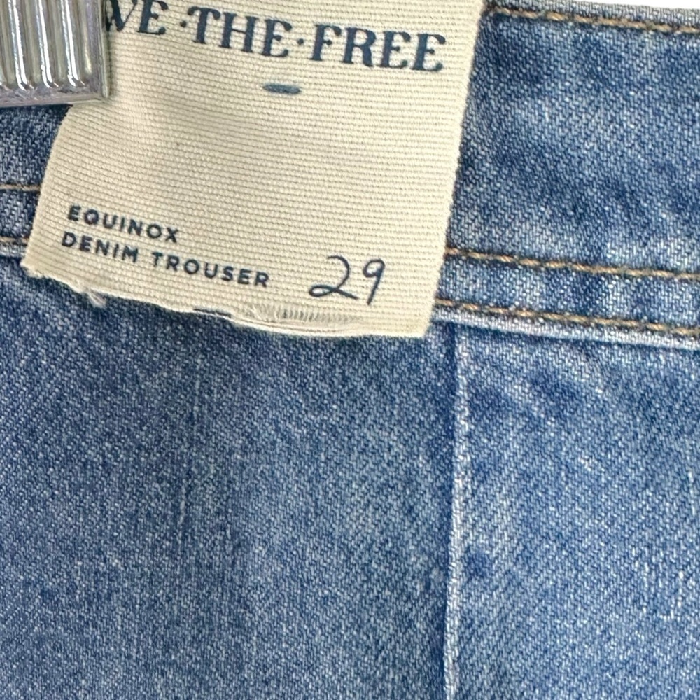 Free People Equinox Denim Trousers Lake Life Blue 29 Wide Leg Jeans Slouchy - Picture 11 of 16